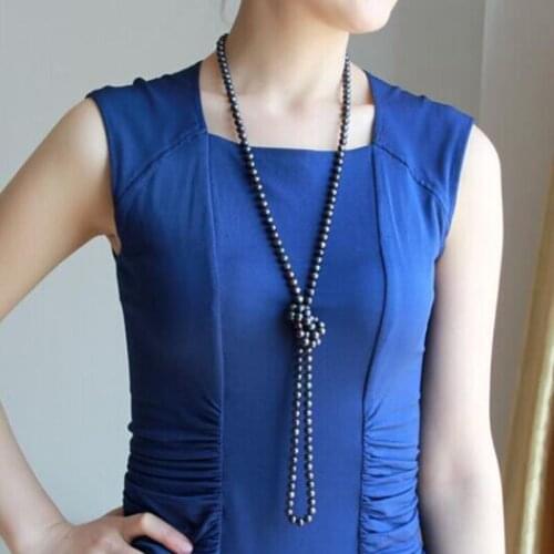 Charming stunning tahitian AAA8-9mm black blue round pearl necklace 38inch925 silver