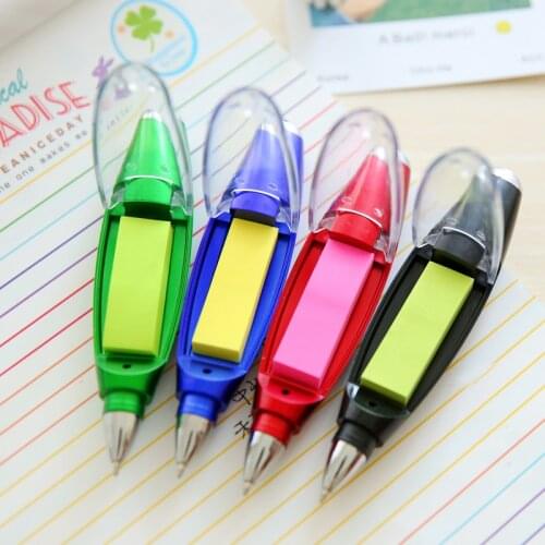 Wholesale 12 Pieces/Lot Customized Multifunctional Promotional Ballpoint Pens Sticky Notes LED Light Pen 6 colors