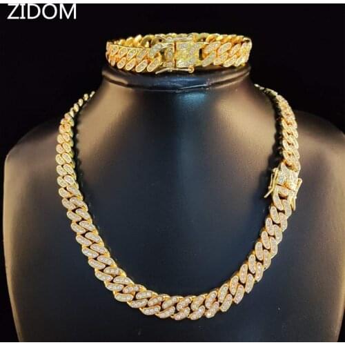 Men/Women Hip hop iced out bling chain necklace pave setting 11mm Miami cuban chains necklaces Hiphop jewelry fashion gifts