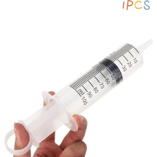 Plastic Syringe Oil Syringe for Filling Measuring Nutrient Feeding Mixing Liquids Ink Cartridges Cat Feeders 100ml