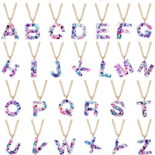 Popular Necklace Clavicle Chain 26 Colorful English Letters Pendant Necklace Clavicle Chain Female Fashion New Jewelry Gift