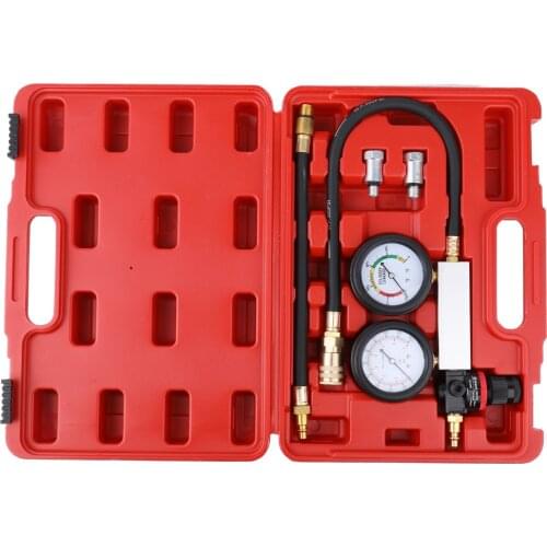 Auto Cylinder Leak Tester Compression Leakage Detector Kit Set Petrol Engine Gauge Tool Kit Double Gauge System with Case