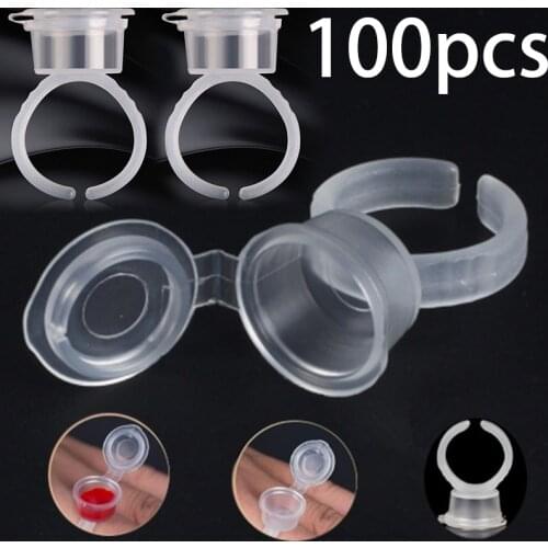 Tattoo Supplies Disposable Tattoo Ink Ring Cups Permanent Makeup Color Tools Accessories Microblading Ring Pigment Cup Cap Glue