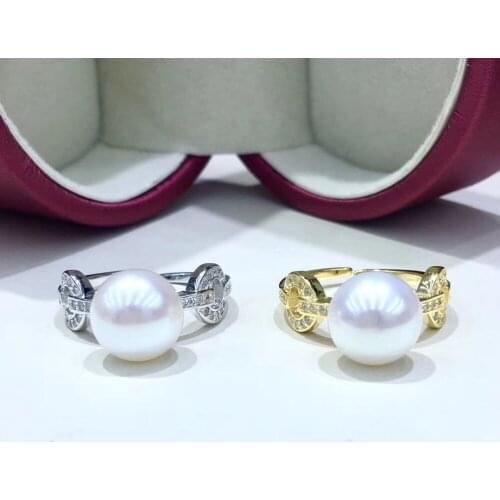 Charm Jewelry 925 Sterling Silver Adjustable Ring Findings Mounting Setting Parts Fittings for Pearls Jades Corals Stones Beads