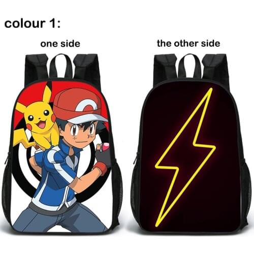 New Pokemon Anime Double Sided Pattern Backpack Action Figure Pikachu Student School Bag High Capacity Polyester Travel Bag