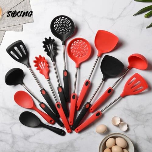 Silicone handle spatula soup spoon silicone spatula spoon set Non-stick cookware available spatula soup spoon kitchen supplies