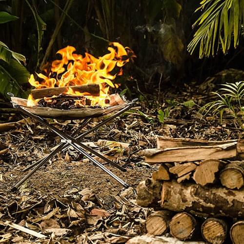 Folding-Stove Fire-Frame Charcoal Wood Outdoor Portable Camping Pit-Stand Fuel-Rack Tool