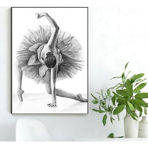 Modern Simple Fashion Ballet Girl Dancer Oil on Canvas Painting Art Print Posters and Prints Wall Art Picture Home Decoration