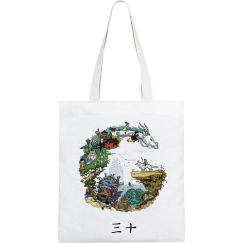 Studio Ghibli shopping bag cotton jute bag canvas recycle bag bolso bag cloth fabric net string sac tissu