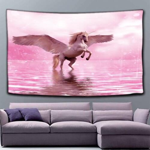 Unicorn Decoration Tapestry Wall Hanging Background Cloth Christmas Psychedelic Wall Carpet Camping Tent Travel Mattres