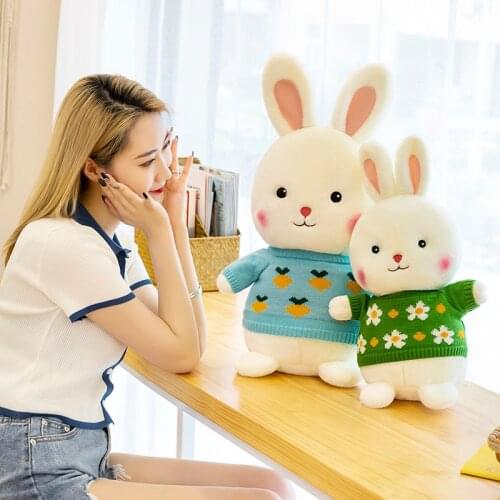 Wearing Flower Clothes Kawaii Rabbit Plush Toys Animal Cartoon Comic Anime Model Doll Stuffed Toy Christmas Gift For Children