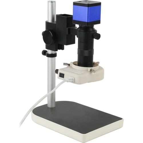 5.0MP 1080P HDMI Video Microscope Camera U Disk Storage Video Recorder +100X Zoom C-mount Lens +56 LED Light For PCB Soldering