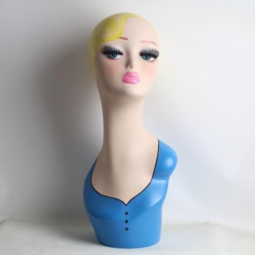 Fiberglass Vintage Female Hand-painted Mannequin Head