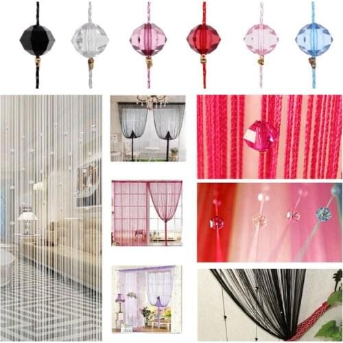 Tassel Curtain Crystal Beads Tassel Silk String Curtain Window Valance Door Divider Sheer Panel Curtains Home Decorative