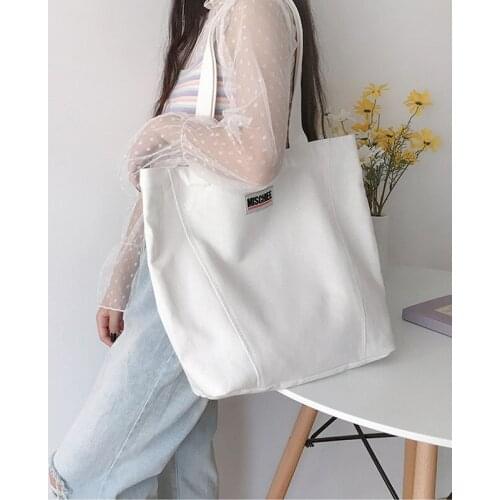 Women Thick Canvas Shoulder Bag Cotton Cloth Handbag Female Large Capacity Shopping Bag Students School Books Bag Casual Totes