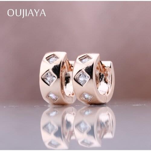 OUJIAYA New Square Gradient 585 Rose Gold Women Dangle Earrings Fine Jewelry Tourmaline Water Drop Party Exquisite Jewelry A40