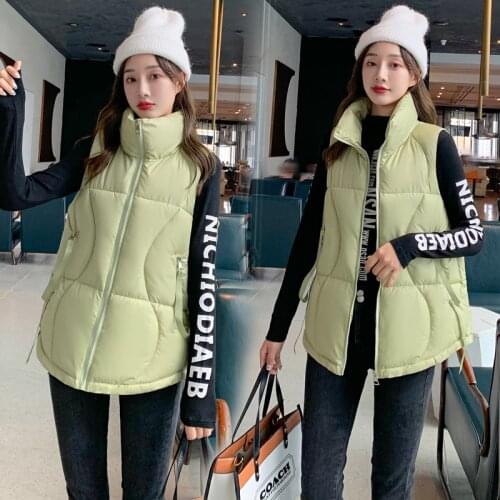 Women Autumn Winter Vest Coat 2021 New Casual loose Solid sleeveless Thicken Warm padded Vest Female Short Winter Vest