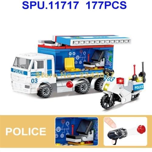 057 177pcs Urban Police Command Car Motorcycle 3 Dolls Building Blocks Toy