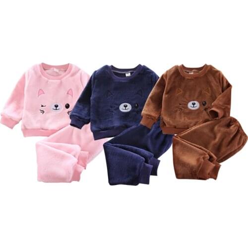 1/3pcs Children Sleepwear Home Clothes Boys Girls Long Sleeve Velvet Pyjamas Autumn Spring Baby Clothing Sets