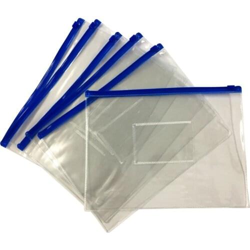 12 x A5 Blue Zip Zippy Bags -Document File Folder Clear Plastic Transparent Storage Bag