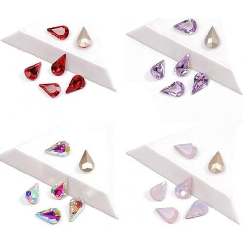 27PCS Small Size 5x8MM Pear shaped Nail Best Quality Fancy Rhinestone On Rhinestones Beauty Glitter Stones For Nail Art Gem