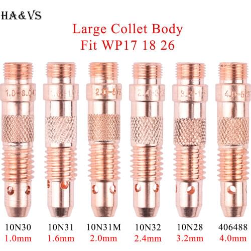 5/10Pcs 1.0/1.6/2.0/2.4/3.2mm TIG Collet Body 10N30 10N31 1031M 10N32 10N28 406488 For TIG WP17/18/26 Welding Torch Accessories