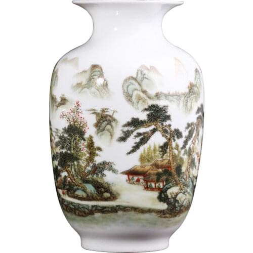 Antique Snow Scenery Ceramic Vase Ancient Jingdezhen Flower Decoration Vases