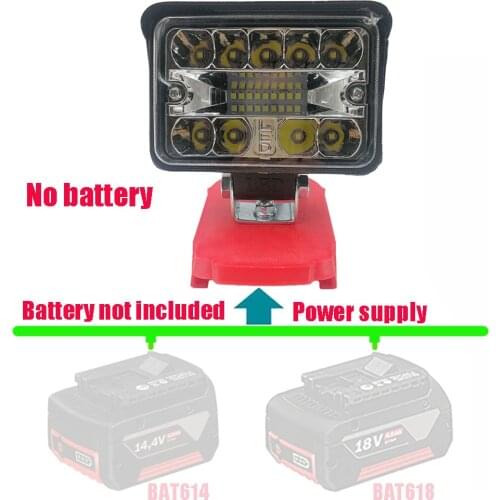 Car LED Work Lights Flashlights Electric Torch Spotlight For Bosch 14.4V 18V Li-ion Battery BAT614 BAT618