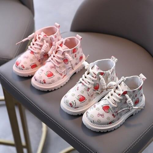 Fashion Printing Children Shoes Girls Boots PU Leather Cute Baby Boots Ankle Kids Girl Martin Shoes Princess Kids Boots
