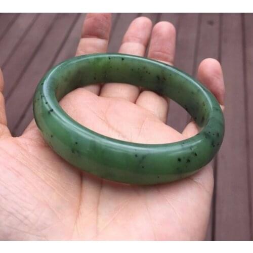 Genuine Russian Siberian Stone Hetian Nephrite Jade Bangle Bracelet 60mm L282