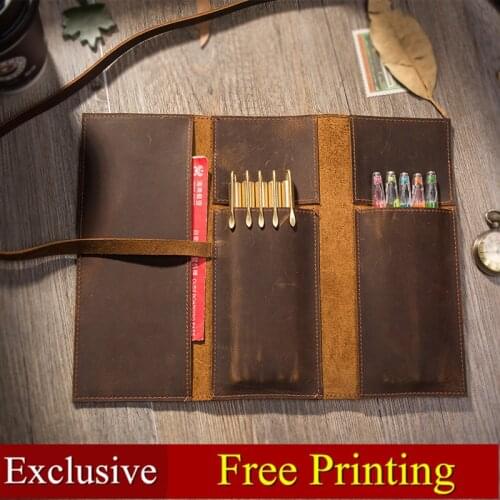 Genuine leather pencil case Pencil holder stationary for school students large Pen case chancery Office Pencil Bag free printing