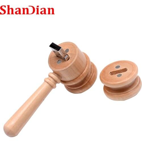 Maple Hammer Wooden USB 2.0 Flash Drive 4G 8G 16GB 32GB 64GB 128GB Creativity Pen Drives 100% Real Capacity Memory Stick U Disk