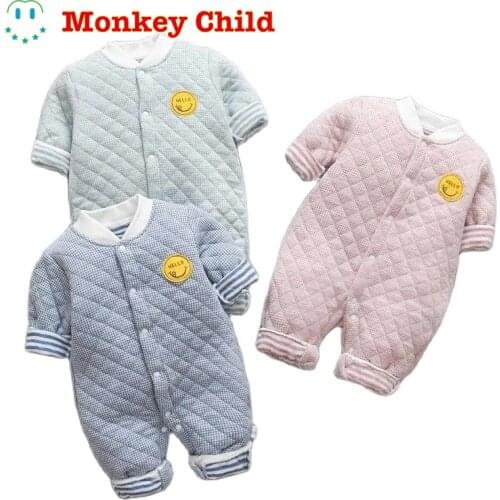 2021 New Born Baby Winter Warm Rompers Cartoon Soft Cotton Jumpsuit Infant Baby Boys Girls Long Sleeve Thick Clothes Outwear