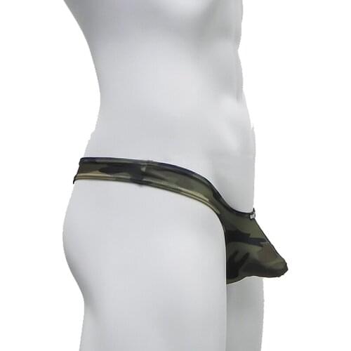 Men Army Camouflage Thongs Briefs Sexy Underwear Tangas hombre Low Waist Pouch T-Back Bikini Mens Underpants Panties