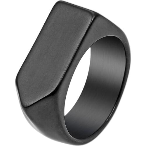 EdgLifU New arrival Men Ring Womens Black Vintage Cool Biker brand Rings Stainless steel Geometric Shape Simple Finger