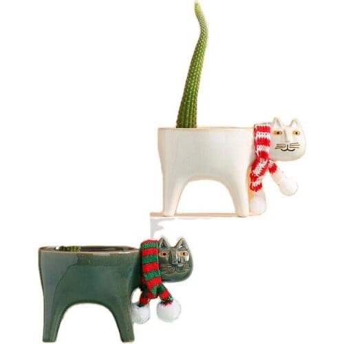 Collective Planter Succulent Pots with Drainage - Succulent Planter Perfect for Cat Ceramic Garden Pots Cactus Planter Pot