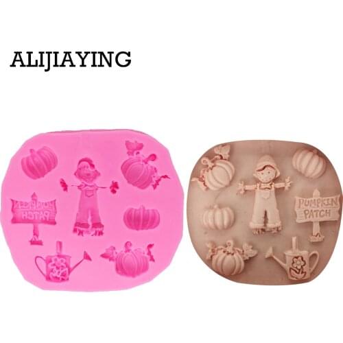 M1320 Halloween Pumpkin boy Silicone Mold Cake Fondant Decorating Tools Soap Bar Mold Chocolate Tool dessert decorator