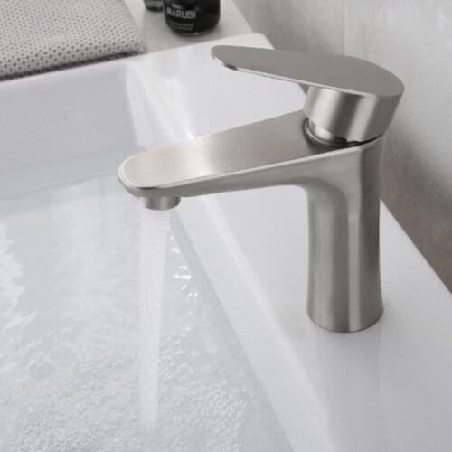 304 Stainless Steel Basin Faucet Brushed Hot and Cold Water Mixer Tap for Bathroom Kitchen Washroom Lavatory Vessel Sink Taps