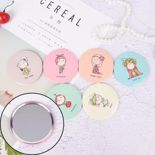 Cute Girl Mini Pocket Makeup Mirror Cosmetic Compact Mirrors Espelho De Maquiagem Espejos De Bolsillo Friut Design Round Mirror