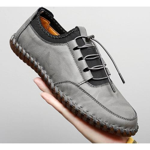 2021 Men Leather Shoes Fashion Lightweight Soft Casual Shoes Classic Moccasins Loafers Outdoor Slip On Driving Shoes Big Size 47