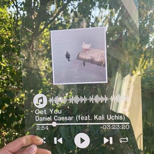 Personalized Photo Spotify Glass Art Music Player Display Acrylic Custom Song Spotify Code Anniversary Photo Album Plaque 2021