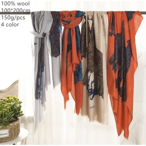 Naizaiga 100% wool peacock print long scarf women ladies warm pashmina , JY109