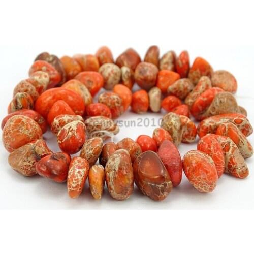 Natural Orange Sea Sediment Jas-per Gems Stone Freeformed Nugget Loose Beads for Jewelry Making Crafts 5 Strands/Pack