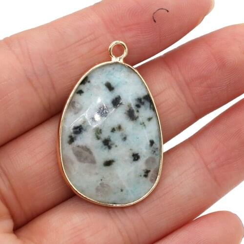 Natural Stone Ten-zan Blue Faceted Drop Shape Pendant for Jewelry Making DIY Necklace Earrings Accessories Women Gift 23x34mm