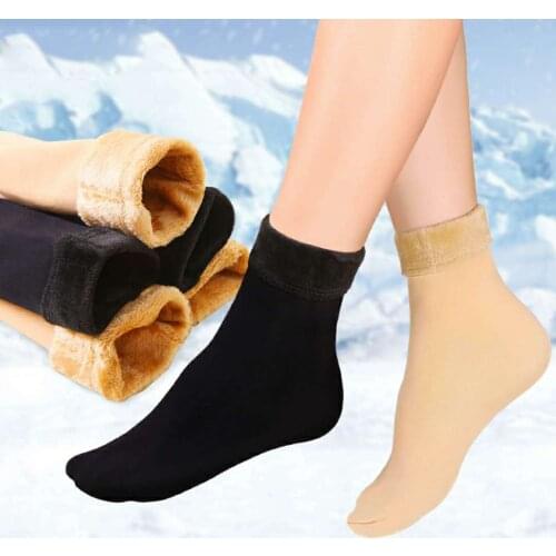 Women Winter Warm Socks Soft Thicken Black Skin Socks Middle Tube Home Floor Socks Sokken calcetines mujer meias