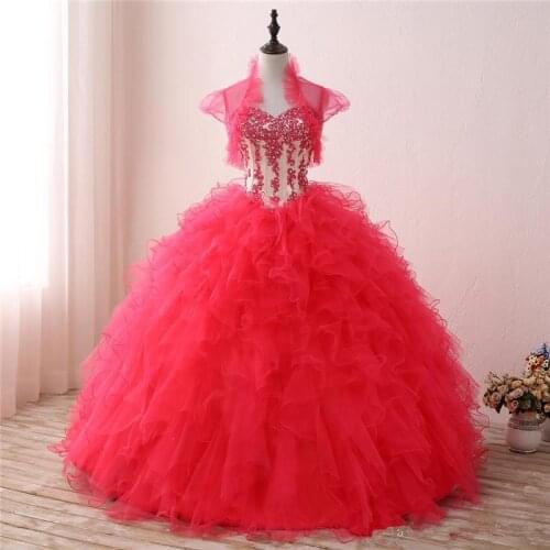 2020 New Fuchsia Ball Gown Quinceanera Dresses Beaded Prom dress Sweet 16 Dress Plus Size Lace Up Vestido De 15 Anos