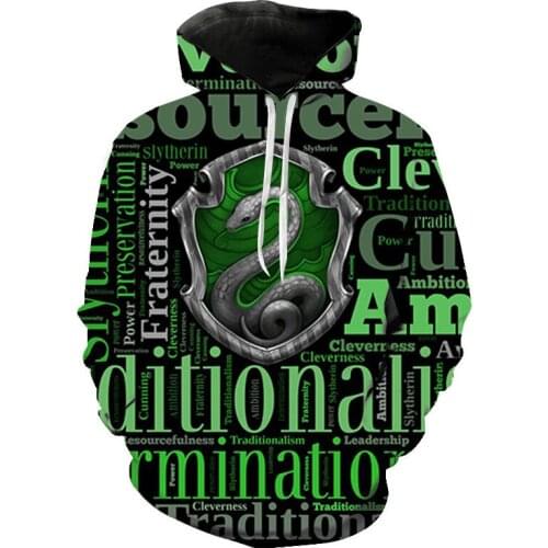 New Fashion Slytherin Boy Girl Kids Long Sleeve Sweatshirts 3D Printed Hoodies Pullover Men Women Children Streetwear Jacket