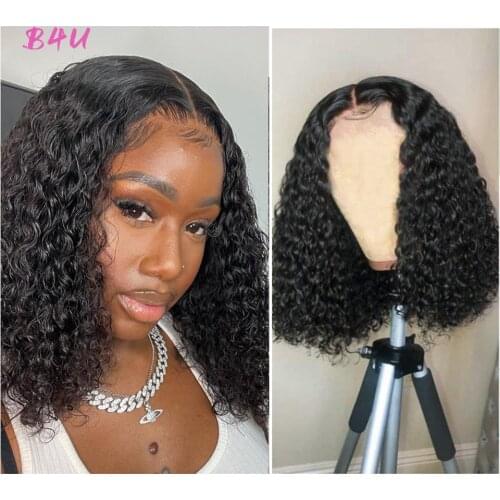 Deep Wave 13X4 Bob 100% Human Hair Wigs 4X4 Lace Closure Brazilian Remy Hair Short Kinky Curly Bob Wigs Deep Curly Water Bob Wig