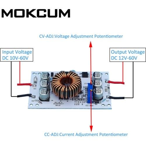 600W CVCC Boost Module 10A DC-DC 10V-60V to 12V-60V Adjustable Step UP Power Supply Stabilizer for LED Board