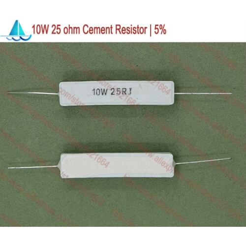 10pcs/lot) 10W 25 ohm Ceramic Cement Power Resistor 25 ohm TOL 5% Ressitors